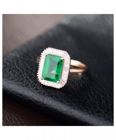 Solid 14K Rose Yellow Gold Natural Emerald Rings Engagement Wedding Diamond Band for Women Promotion Emerald $446.04 Rings