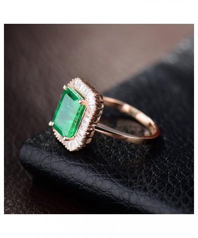 Solid 14K Rose Yellow Gold Natural Emerald Rings Engagement Wedding Diamond Band for Women Promotion Emerald $446.04 Rings