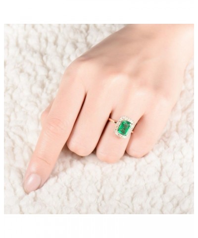 Solid 14K Rose Yellow Gold Natural Emerald Rings Engagement Wedding Diamond Band for Women Promotion Emerald $446.04 Rings