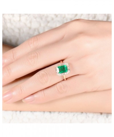 Solid 14K Rose Yellow Gold Natural Emerald Rings Engagement Wedding Diamond Band for Women Promotion Emerald $446.04 Rings