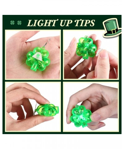 10 Pairs St Patricks Day Light Up LED Shamrock Earrings Flashing Plastic Green Irish Clover Earrings for Women Girls St Patri...