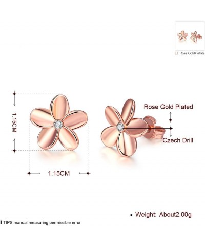 14K Cubic Zirconia Rose Gold Rhinestone Flower Stud Earring for Women Girls CZ Gold Love Knot Hypoallergenic for Sensitive Ea...