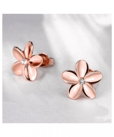 14K Cubic Zirconia Rose Gold Rhinestone Flower Stud Earring for Women Girls CZ Gold Love Knot Hypoallergenic for Sensitive Ea...