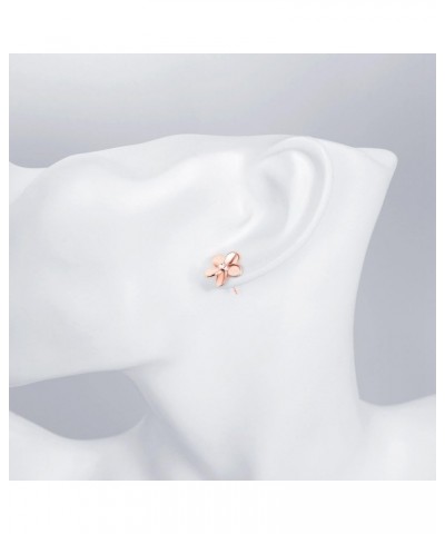 14K Cubic Zirconia Rose Gold Rhinestone Flower Stud Earring for Women Girls CZ Gold Love Knot Hypoallergenic for Sensitive Ea...