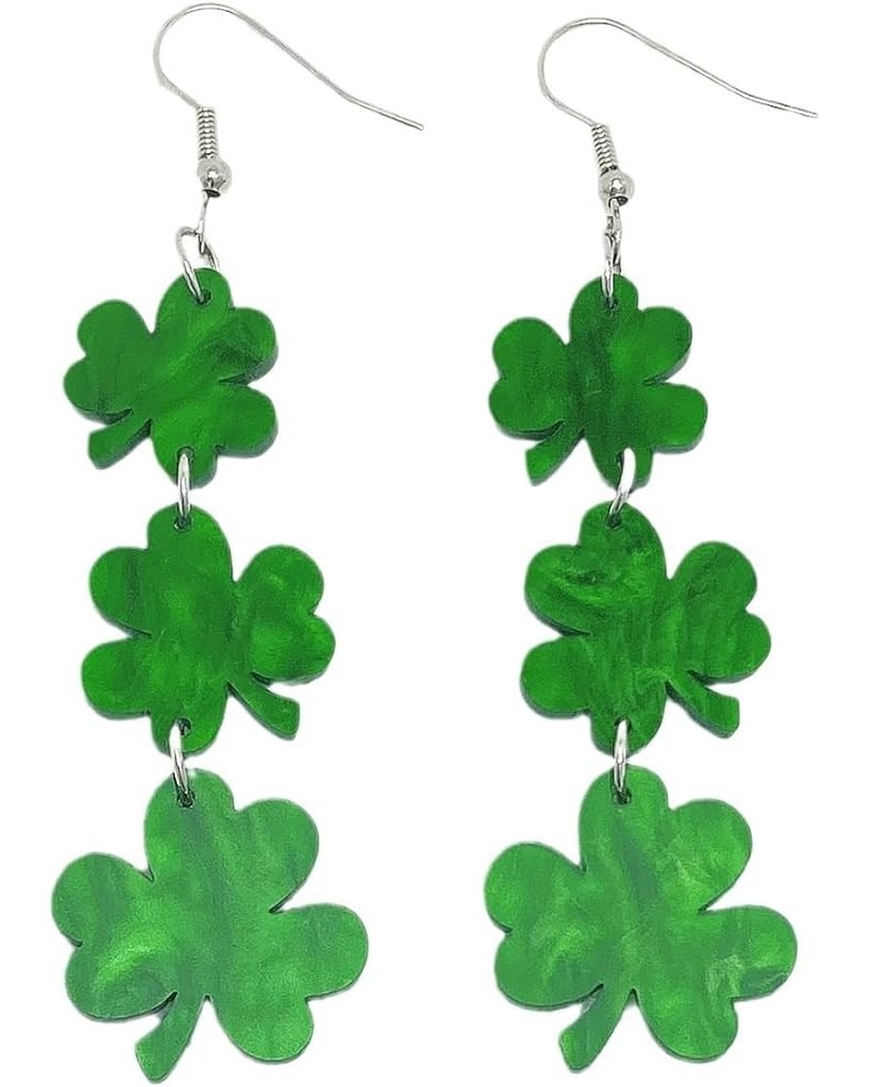 St. Patrick's Day Earrings for Women Irish Shamrock Dangle Earrings Green Clover Hat Shape Drop Earrings for Women Girls St P...