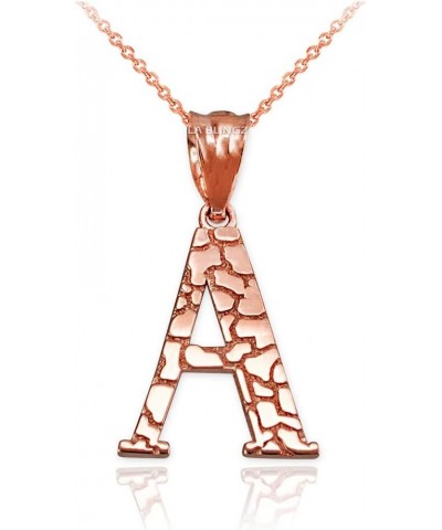 10K Rose Gold Nugget Initial Letter Alphabet Necklace 20.0 Inches Letter A $34.71 Necklaces