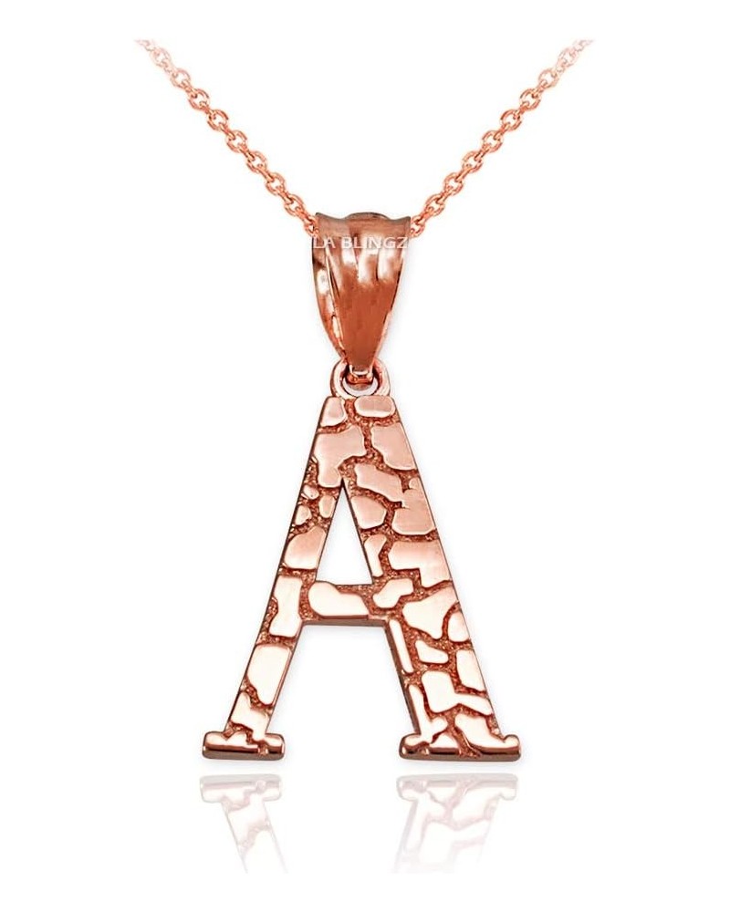 10K Rose Gold Nugget Initial Letter Alphabet Necklace 20.0 Inches Letter A $34.71 Necklaces