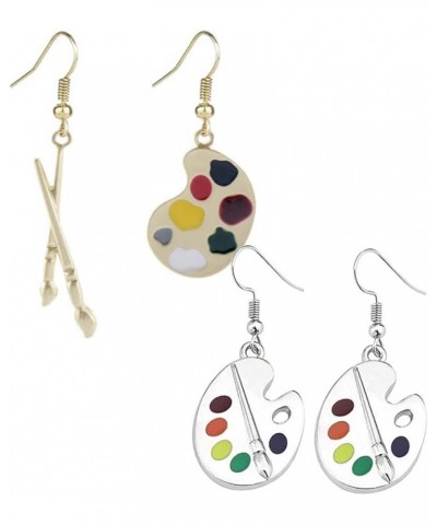 Unique Artist Paint Palette Earrings Set for Women Girls Artist Art Brush Dangle Drop Earrings Teacher Statement Jewelry 2 Pa...