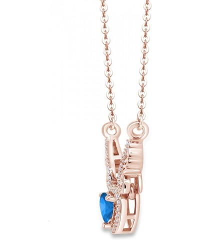 Angel Wings Heart Pendant Necklace In 14K Gold Over Sterling Silver rose-gold-plated-silver : Blue Topaz $21.12 Necklaces