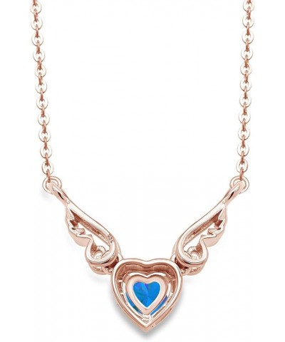 Angel Wings Heart Pendant Necklace In 14K Gold Over Sterling Silver rose-gold-plated-silver : Blue Topaz $21.12 Necklaces