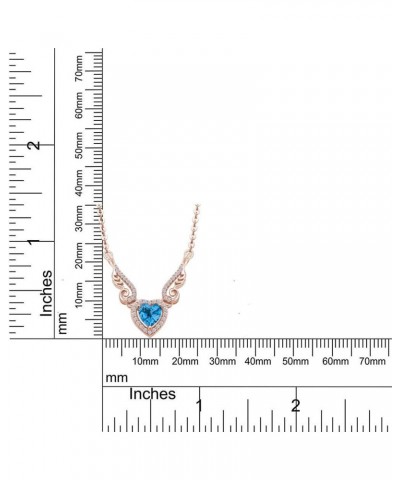 Angel Wings Heart Pendant Necklace In 14K Gold Over Sterling Silver rose-gold-plated-silver : Blue Topaz $21.12 Necklaces