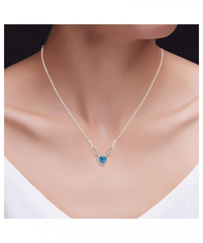 Angel Wings Heart Pendant Necklace In 14K Gold Over Sterling Silver rose-gold-plated-silver : Blue Topaz $21.12 Necklaces