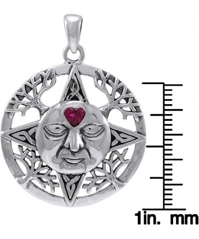 Sterling Silver Winter Sun Face Celtic Medallion Pendant with Heart on 18 Inch Necklace $41.59 Necklaces