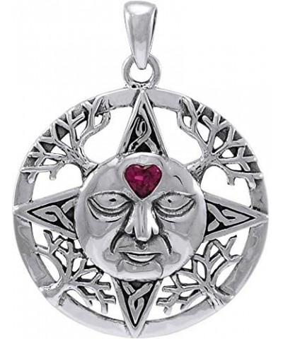 Sterling Silver Winter Sun Face Celtic Medallion Pendant with Heart on 18 Inch Necklace $41.59 Necklaces