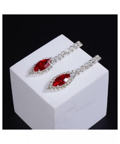 Rhinestone Bridal Necklace Earrings Set Silver Wedding Crystal Choker Necklace Prom Costume Set for Women and Girls red $9.45...