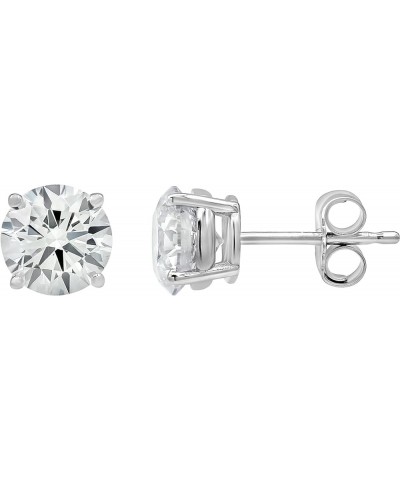 14K White Gold 1.00-6.50 Carat Prong Set Round-cut Lab Grown Diamond Push Back Solitaire Stud Earrings (J, VS2-SI1) | Fine Je...