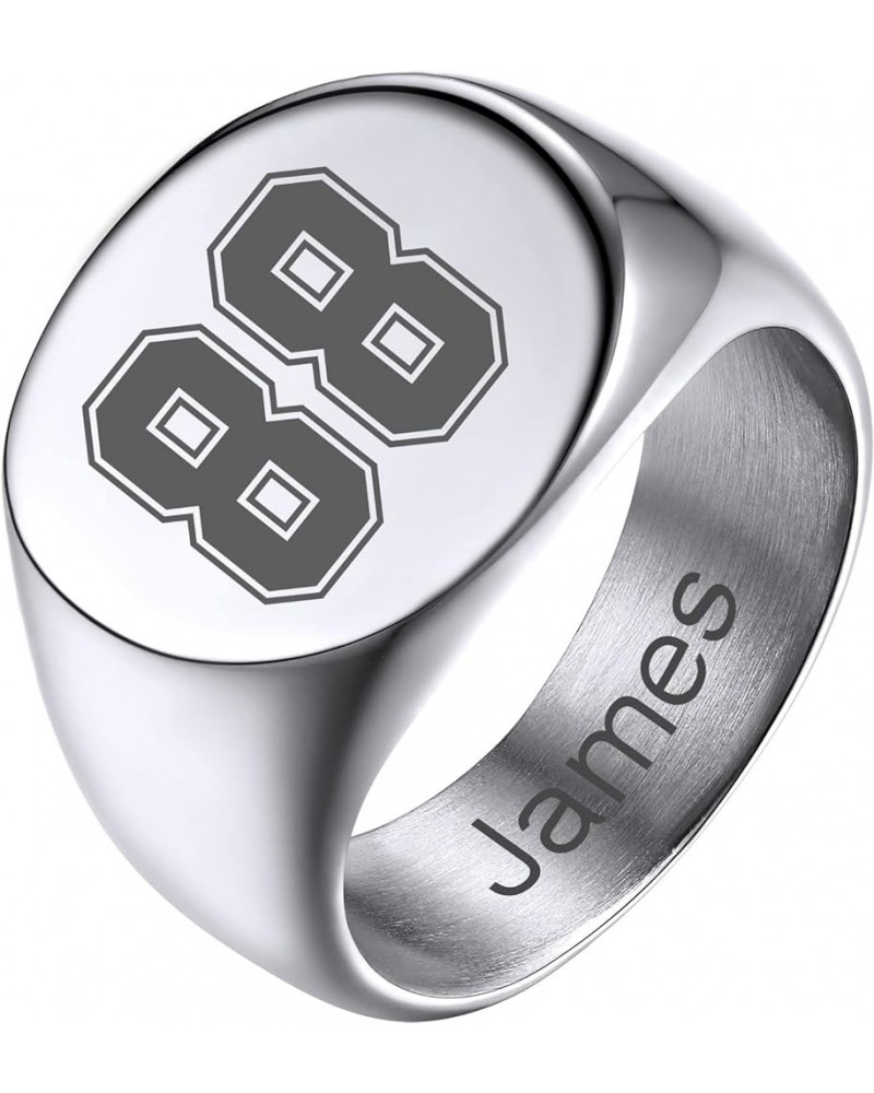 Personalized Signet Rings Men/Women, Stainless Steel Custom Photo Bold Square/Oval Monogram/Old English Initial Pinky Stackin...