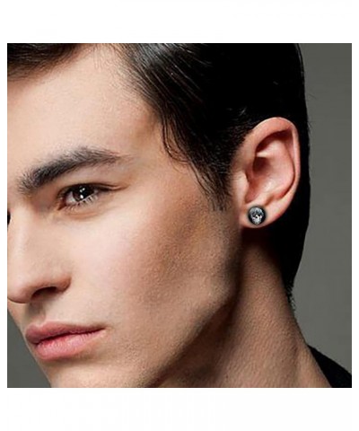 Stainless Steel Stud Earrings Black Round Skull Rock Earrings Set for Women Men 10mm Plug-2 $6.29 Earrings