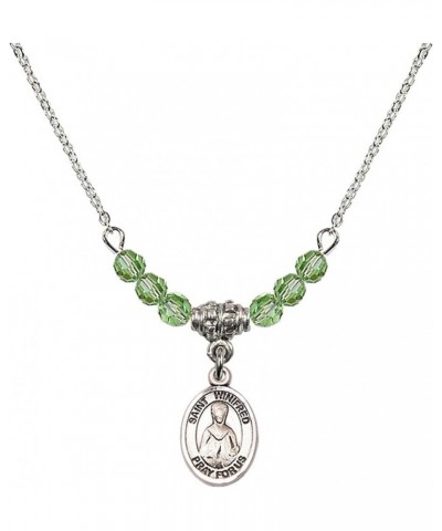 August Birth Month Bead Necklace with Catholic Patron Saint Petite Charm, 18 Inch Saint Winifred of Wales $33.24 Necklaces