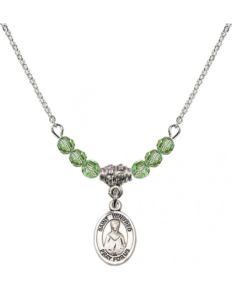 August Birth Month Bead Necklace with Catholic Patron Saint Petite Charm, 18 Inch Saint Winifred of Wales $33.24 Necklaces