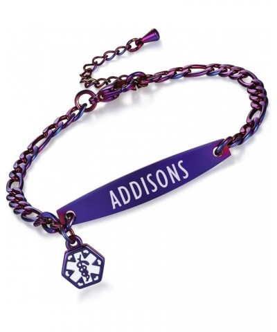 Fashion small Figaro medical alert bracelet for women adjustable 6.5-8 inch Purple addisons $14.56 Bracelets