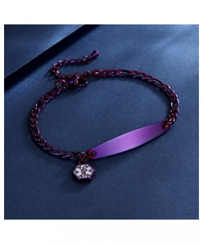 Fashion small Figaro medical alert bracelet for women adjustable 6.5-8 inch Purple addisons $14.56 Bracelets