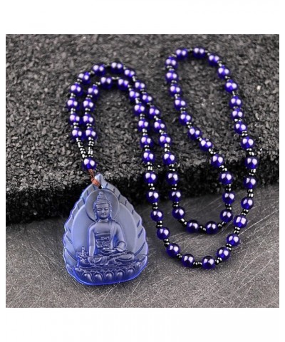 Medicine Buddha Necklace Quan Yin Kwan-yin Guan Yin Pendant Beaded Chain Jade Stone Chinese Feng Shui Amulet for Wealth Safe ...