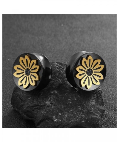 2PCS Beautiful Cherry Flower Gauges Plugs Tunnels for Ears, Hypoallergenic 316 Stainless Steel Ear Plugs Tunels Gauuges for S...