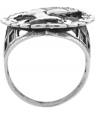 Sterling Silver Queen Nefertiti Ring Wreath Border Oxidized Diamond Cut, 1 inch Wide, Sizes 8-13 $25.17 Rings