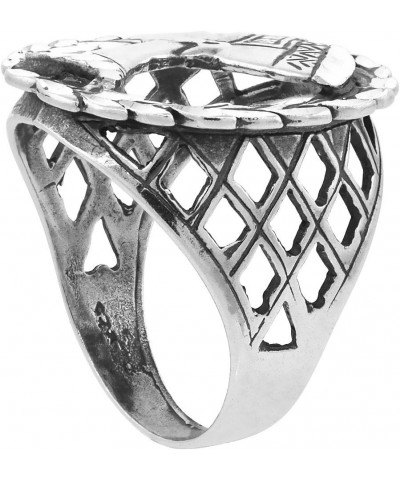 Sterling Silver Queen Nefertiti Ring Wreath Border Oxidized Diamond Cut, 1 inch Wide, Sizes 8-13 $25.17 Rings