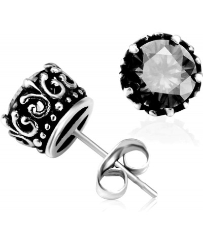 Retro Vintage Celtic Knot Stainless Steel Fire Crystal Stud Earrings Black $8.99 Earrings