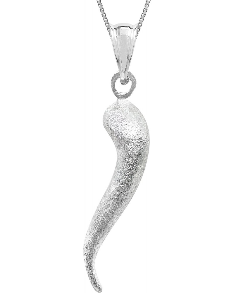 Sterling Silver Italian Horn Necklace Pendant with 18" Box Chain $11.42 Necklaces