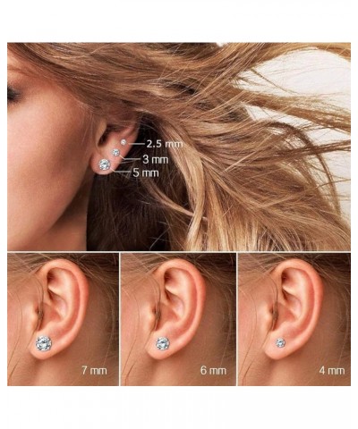 Real Solid 14k Gold Solitaire Round Cubic Zirconia CZ Stud Earrings 4mm Rose Gold $21.39 Earrings