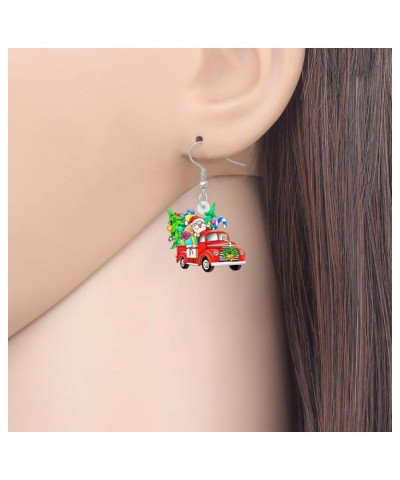 Acrylic Red Christmas Tree Truck Earrings Dangle Drop Sleigh Jewelry for Women Girls Kids Funny Gifts Charms Party Favors Dec...