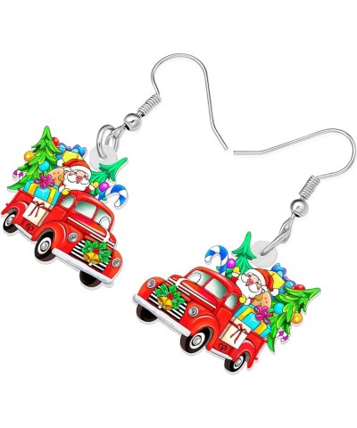 Acrylic Red Christmas Tree Truck Earrings Dangle Drop Sleigh Jewelry for Women Girls Kids Funny Gifts Charms Party Favors Dec...