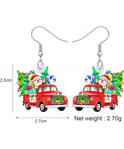 Acrylic Red Christmas Tree Truck Earrings Dangle Drop Sleigh Jewelry for Women Girls Kids Funny Gifts Charms Party Favors Dec...