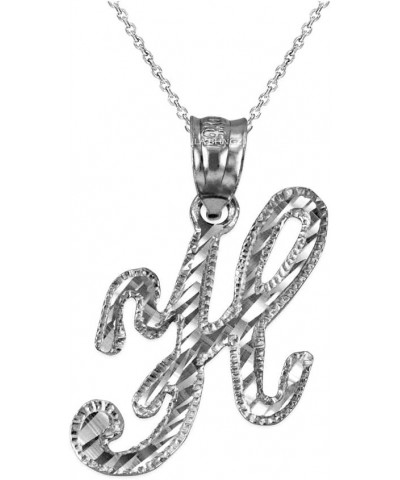 Sterling Silver Sparkle-Cut Letter Initial Script Necklace 22.0 Inches Letter H $20.67 Necklaces