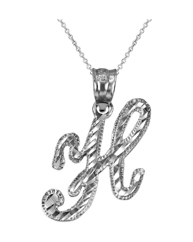 Sterling Silver Sparkle-Cut Letter Initial Script Necklace 22.0 Inches Letter H $20.67 Necklaces