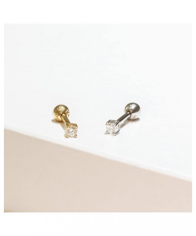 14K REAL Solid Gold 0.035ctw Diamond Cartilage Daith Helix Tragus Conch Rook Snug Ear Post Stud Piercing Earring Body Jewelry...