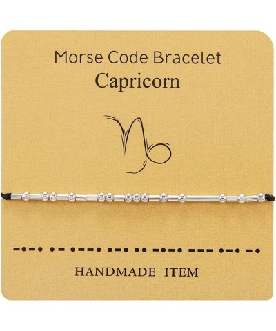 12 Zodiac Morse Code Bracelet Sterling Silver Beads on Silk Cord Friendship Bracelet Gift for Her Capricorn $5.21 Bracelets