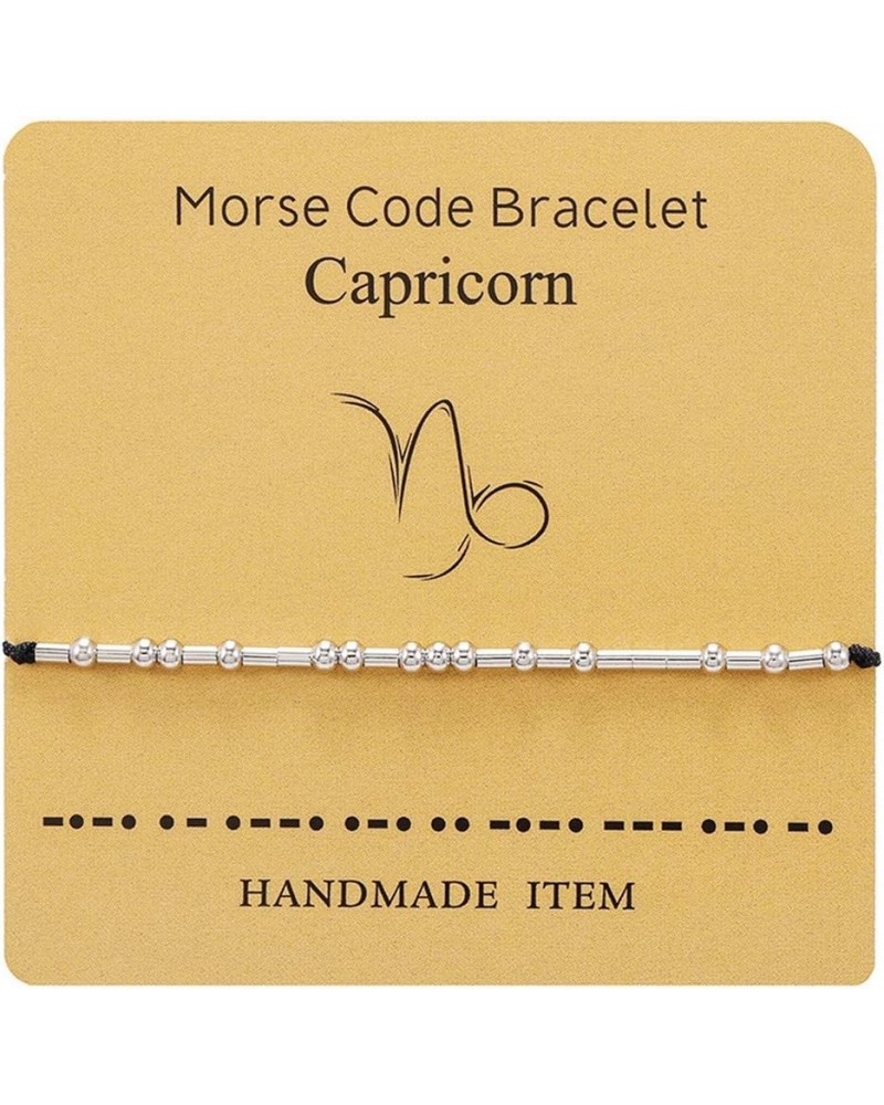 12 Zodiac Morse Code Bracelet Sterling Silver Beads on Silk Cord Friendship Bracelet Gift for Her Capricorn $5.21 Bracelets