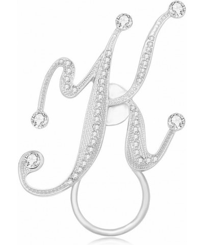 Crystal Initial Letter Magnetic Eyeglass Holder Brooch K rhodium-plated-base-metal $12.80 Brooches & Pins