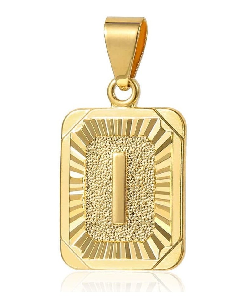 Rectangle Initial Letter Pendant Charm for Mens Womens Gold Plated Capital Letter Pendant Necklace Rolo Chain 18inch 02.Penda...