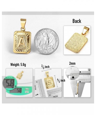 Rectangle Initial Letter Pendant Charm for Mens Womens Gold Plated Capital Letter Pendant Necklace Rolo Chain 18inch 02.Penda...