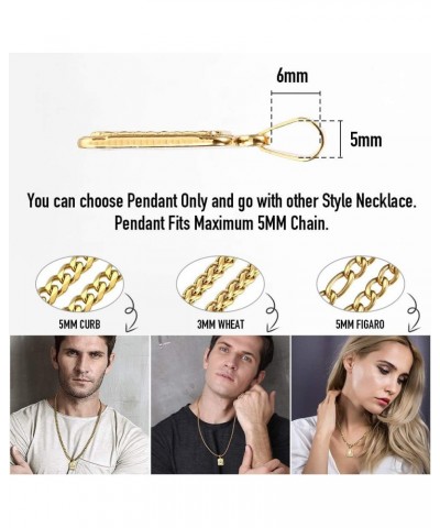 Rectangle Initial Letter Pendant Charm for Mens Womens Gold Plated Capital Letter Pendant Necklace Rolo Chain 18inch 02.Penda...