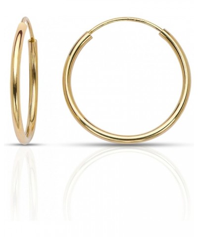 14k Yellow Gold Endless Hoop Earrings (11-40mm) 1.3mm Width, Piercing to Lobe, Upper-Lobe for a Woman, Man or Teens 17mm(0.67...