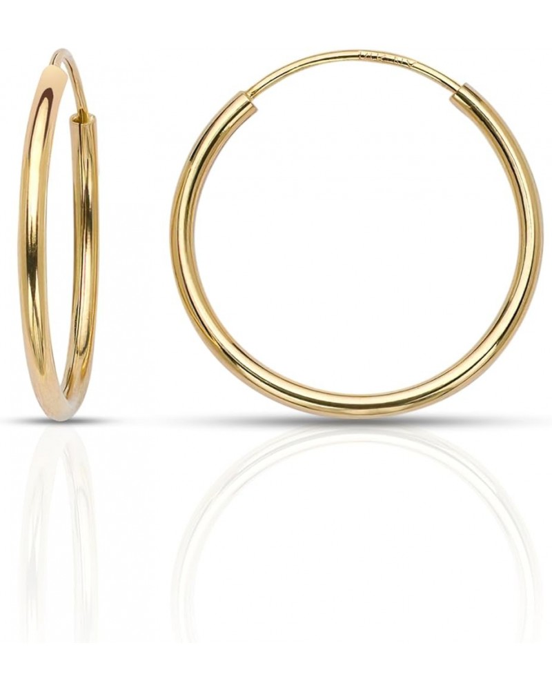 14k Yellow Gold Endless Hoop Earrings (11-40mm) 1.3mm Width, Piercing to Lobe, Upper-Lobe for a Woman, Man or Teens 17mm(0.67...