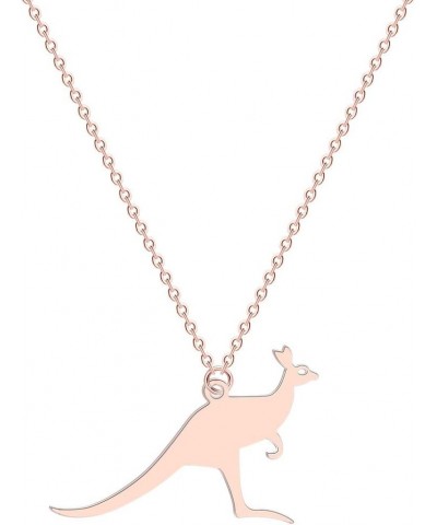 Jumping Kangaroo Necklace Funny Kangaroo Pendant Necklace Gift for Women Teens rose gold $8.69 Necklaces