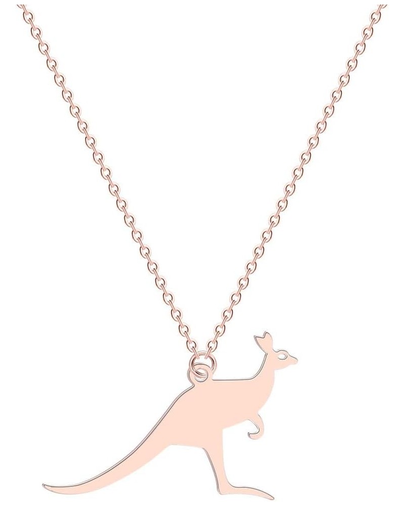 Jumping Kangaroo Necklace Funny Kangaroo Pendant Necklace Gift for Women Teens rose gold $8.69 Necklaces