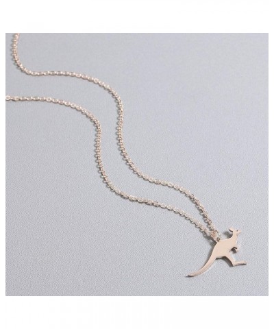 Jumping Kangaroo Necklace Funny Kangaroo Pendant Necklace Gift for Women Teens rose gold $8.69 Necklaces